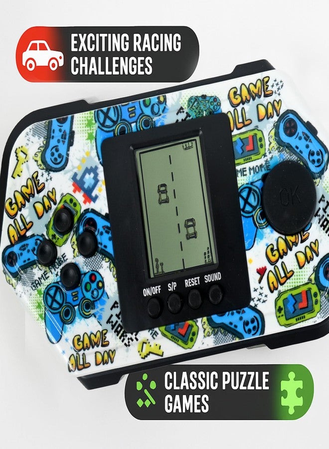 BeFunky Retro Block Game Console Cool Shape 26 Brick Games Silicone Button Powered by 2*AAA Batteries Speed/Difficulty Can Be Adjusted Handheld Game Children/Teens/Birthday (Graffiti White) - Image 4